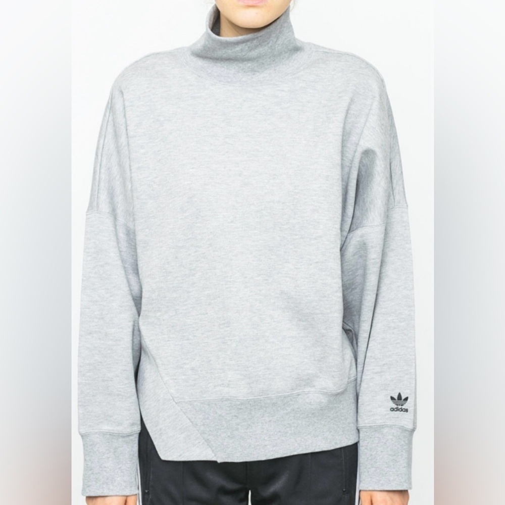 Adidas Gray Turtleneck Sweatshirt Athletic Women’s Medium - Picture 2 of 10